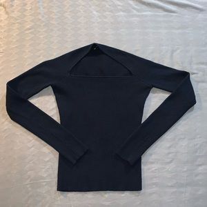 The Limited Navy Blue Ribbed Long Sleeves Sweater